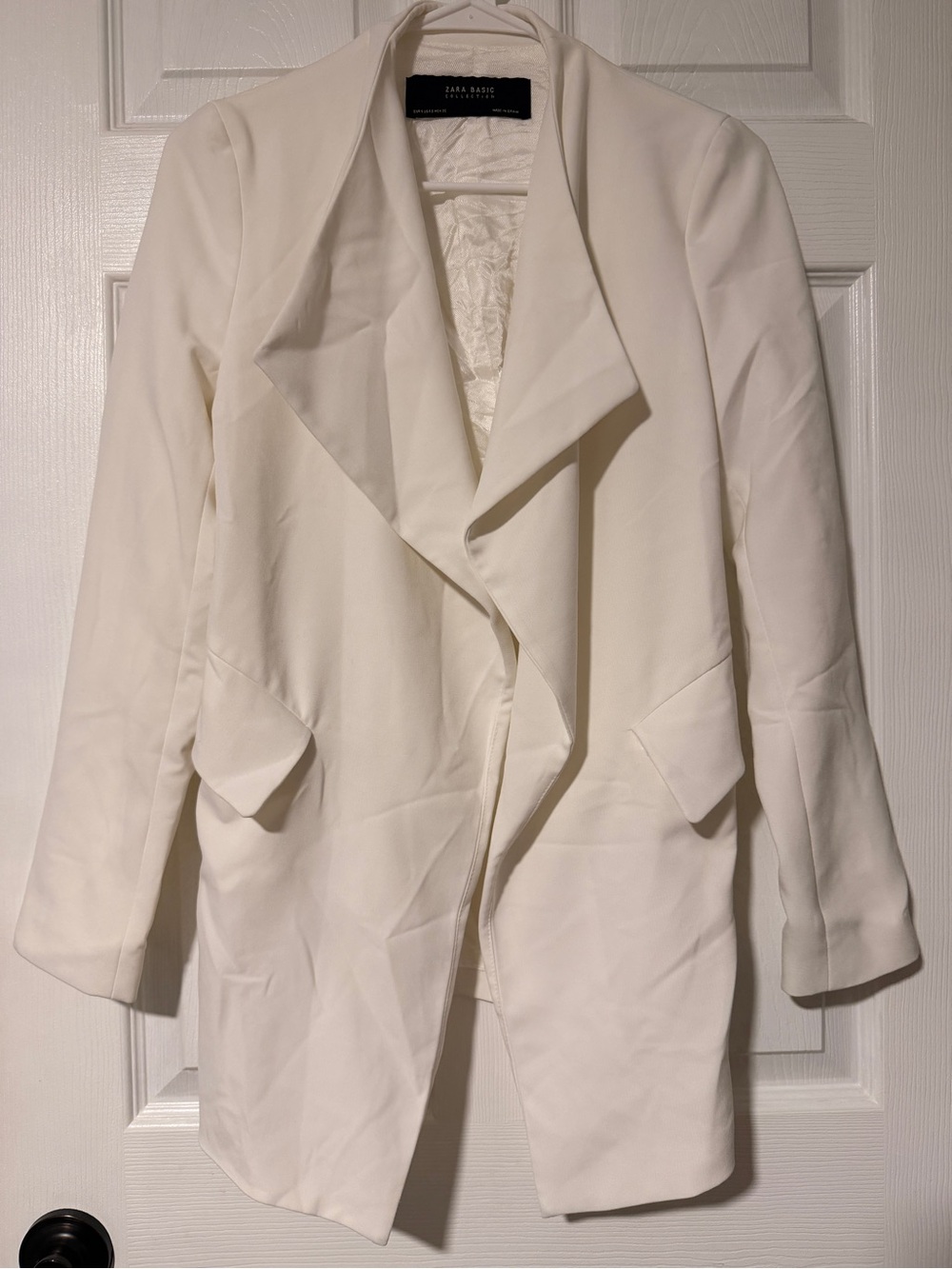 Zara Cream Draped Open-Front Blazer Jacket